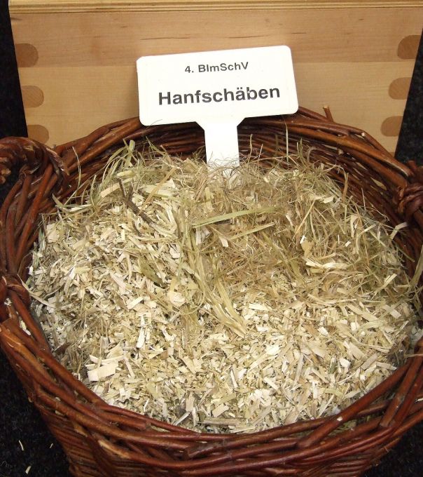 Basket of graded hemp hurd